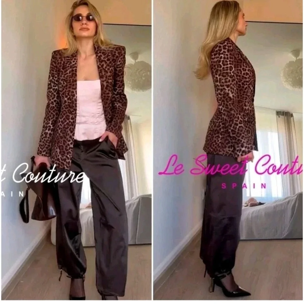 ZARA WOMAN  ANIMAL PRINT JACQUARD BLAZER ZW COLLECTION LEOPARD SIZE SMALL - Picture 5 of 12